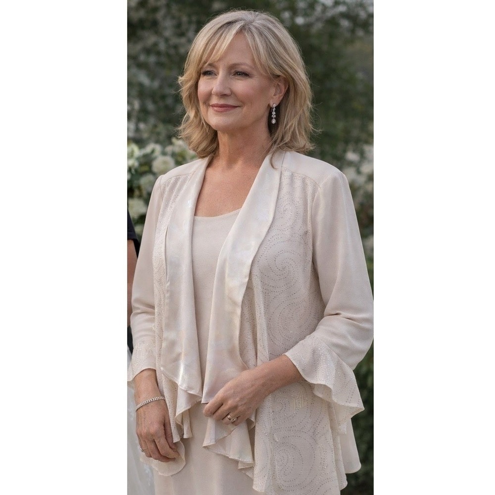 Dana Kay Open Jacket Blazer 18W Ivory Embellished Wedding Guest Mother Of Bride